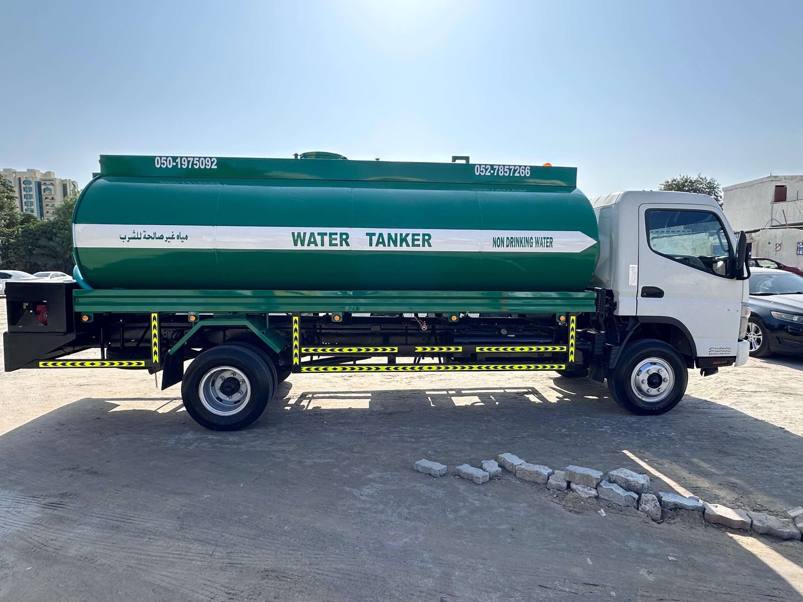 Efficient drinking water supply truck serving nearby communities